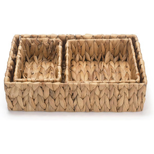 Panier à linge en bois au prix le plus bas, panier de rangement en jacinthe d'eau, paniers cadeaux tressés durables - Product Image 4