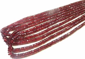 Cuentas de Granate Rojo Natural de Mozambique de Calidad AAA, Facetadas, de 5 mm con Perforación Central, Cuentas de Granate Africano en Forma de Disco Heishi, 9 Pulgadas - Product Image 2