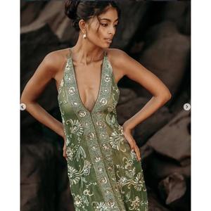 <b>Boho</b> Sequined Eco-Friendly Women A-Line Maxi <b>Dress</b> Spaghetti Strap Regular Fit Floral/Solid Print <b>Summer</b> Autumn Casual Knitted - Product Image 3