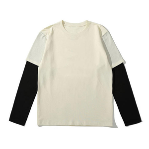 T-shirt personnalisé vierge à manches longues double couche, vente en gros, haute qualité, décontracté, unisexe, 2-en-1, imprimé, surdimensionné, lot de 2 - Product Image 3