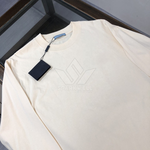 Camiseta de Manga Larga para Hombre, 100% Algodón, Cuello Redondo, Color Sólido, Casual, Transpirable, Tejido de Punto de 270g, Logotipo Frontal, Corte Regular - Product Image 1