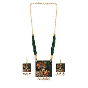 Parure de bijoux I Jewels Navratri : Collier en perles de bois et boucles d'oreilles pour femmes et jeunes filles – Bijoux artisanaux modernes faits à la main - Product Image 3