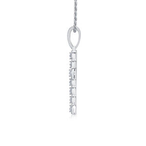 Collier avec pendentif croix plaqué argent avec cristaux en strass, bijoux religieux pour hommes - Product Image 2