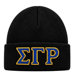 หมวกบีนนี่สีดำปักลายพุดเดิ้ลสวยงามสำหรับผู้หญิง แบรนด์ Custom SGRho  หมวกไหมพรมถักขอบพับสำหรับฤดูหนาว อุ่นสบาย เหมาะสำหรับสวมใส่ในช่วงฤดูหนาว  หมวกสำหรับสตรีนักศึกษาชมรม Sigma Gamma Rho - Product Image 1