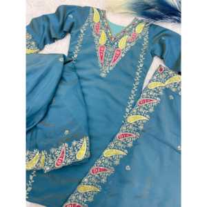 Hermoso conjunto de salwar kameez de rayón (top, pantalón y dupatta) para fiestas, elegante y cómodo de usar. - Product Image 5