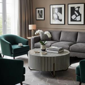 Mesa con Incrustaciones de Hueso de ILAHI, Diseño Moderno con Detalles de Ágata, Almacenamiento Portátil, Muebles para el Hogar - Product Image 5