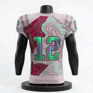 Maillot de football américain d'été pour homme, sublimé, dégradé de couleurs, col en V, manches courtes, en maille respirante, en polyester, anti-humidité - Product Image 3