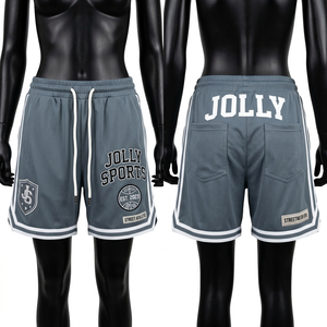 Shorts de basket-ball pour femmes, premium, 220 GSM, polyester mesh respirant, gris, impression personnalisée, broderie logo, shorts pour femmes - Product Image 6