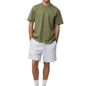Nouveau T-shirt d'été pour homme tendance, 100% coton, col rond, coupe ample, manches courtes, vert olive uni - Product Image 1