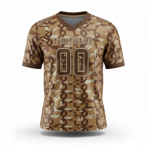 เสื้อซ้อมอเมริกันฟุตบอลแบบกำหนดเองสำหรับผู้ใหญ่ แขนสั้น ระบายอากาศได้ดี แห้งเร็ว ป้องกันแบคทีเรีย มีตัวเลือกไซส์ใหญ่พิเศษ ด้านหน้า - Product Image 5