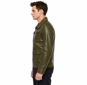 Chaqueta de Cuero Vacuno Unisex Casual con Cremallera, Teñido Liso, Resistente al Viento, Transpirable y con Logotipo Frontal, Precio al por Mayor - Product Image 2