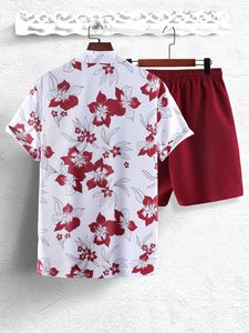Conjunto de playa para hombre con estampado de olas oceánicas, camisa de manga corta y pantalones cortos a juego, conjunto informal de verano para vacaciones, top colorido, conjunto de dos piezas para hombre. - Product Image 5