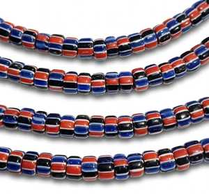 Perles Chevron en Verre Antique en Gros – Mélange Noir, Vert Olive, Rouge, Bleu, Noir – Perles Vénitiennes et Africaines de Commerce - Product Image 3