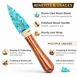 Cuchillo de Cristal Único de Obsidiana Azul Agua, Estilo Amor, Hecho a Mano, Piedra Curativa Decorativa, Daga para Colección del Hogar - Product Image 5