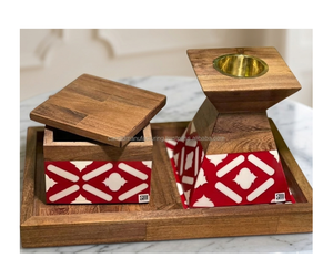 Coffret cadeau artisanal de Bakhoor arabe, design incrusté d'os et de nacre, écologique, religieux, ensemble de 3 brûleurs et boîtes - Product Image 6