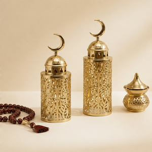 Elegantes Faroles de Metal Dorado para Decoración de Ramadán, Portavelas Árabes Calados, Adornos de Mesa para Eid Mubarak - Product Image 5
