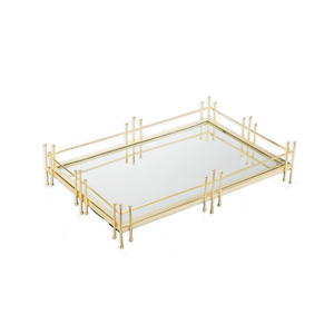 Plateau décoratif rectangulaire en métal argenté, plateau de service, plateau décoratif en métal, plateau à parfum pour bijoux et maquillage - Product Image 4