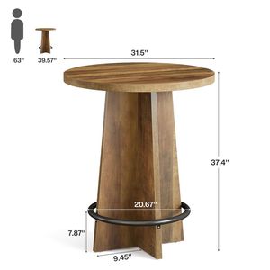 Tavolo da Bar in Legno con Cassetti Portaoggetti, Piccolo Tavolino da Caffè Laterale - Product Image 6