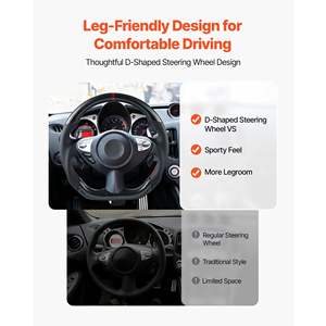 Volante de Cuero con Base Plana en Forma de D de Fibra de Carbono para Nissan 370Z 2008-2020, Costuras Precisas, Accesorio Antideslizante - Product Image 4