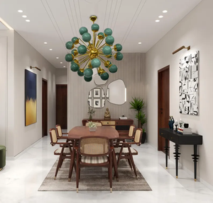 Lustre Sputnik en fer et verre doré, luminaire de plafond rétro poli, élégant et moderne, LED à intensité variable pour la maison et le bureau - Product Image 1