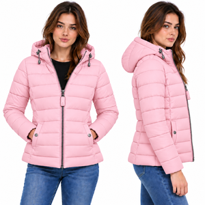 Chaqueta acolchada azul real para mujer, con capucha, abrigo de plumón, ropa exterior acolchada para invierno, informal, ajustada, térmica, cálida, proveedor OEM - Product Image 2