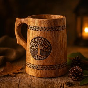 Tasses à café et à thé en bois faites à la main, design moderne personnalisé, avec poignée, écologiques, artisanat, exportations, cadeau pour hommes et femmes, pour les fêtes - Product Image 6