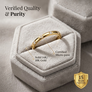Anillo de Eternidad Exclusivo de Oro Amarillo Sólido de 18K con Diamantes Engastados, Diamante Blanco Redondo Brillante, Banda de Ajuste Cómodo, MOQ 1 Pieza - Product Image 2