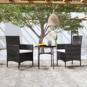 Ensemble de salle à manger de jardin en rotin PE noir avec housses amovibles compactes, meubles de patio - Product Image 1