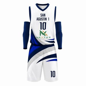 ชุดยูนิฟอร์มบาสเก็ตบอลชายแบบซับลิเมชั่นสั่งทำพิเศษ เสื้อตาข่าย กางเกงขาสั้น ชุดกีฬาสำหรับทีม ชุดแข่งขัน พร้อมปลอกแขน ขายแบบ OEM - Product Image 2