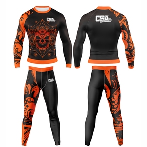 Combinaison de compression pour homme au design élégant, impression par sublimation, qualité exceptionnelle, tissu respirant, manches longues, ensemble de rashguard MMA - Product Image 1