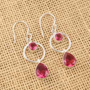 Boucles d'oreilles élégantes en tourmaline rose avec serti clos en argent sterling, bijou de luxe pierre de naissance d'octobre, cadeau pour femme - Product Image 6