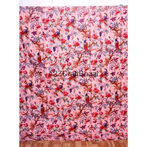 Colcha Kantha india hecha a mano con estampado de bloques, 100% algodón, colcha floral multicolor vintage Gudri para hotel - Product Image 6