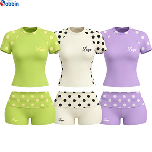 Conjuntos de Shorts Personalizados para Mujer, Conjunto Deportivo de 3 Piezas con Estampado de Lunares Rosas, Top Corto de Manga Corta con Shorts a Juego, Ropa de Primavera - Product Image 6