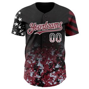 Camiseta de Béisbol Personalizada Negra con Bandera de EE. UU., Camuflaje Blanco-Naranja Degradado, Estrellas y Rayas, Dos Tonos, Auténtica 100% - Product Image 5