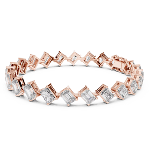 Bracelet tennis de luxe en or rose 18 carats plaqué rhodium avec diamants taille émeraude cultivés en laboratoire, idéal pour le quotidien, le bureau, les mariages et les fiançailles - Product Image 1