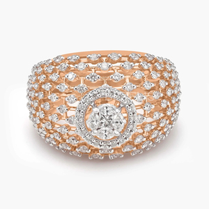 Anillo de cóctel de malla ancha con diamantes cultivados en laboratorio, banda llamativa de platino con diamantes cultivados en laboratorio, impresionante - Product Image 5