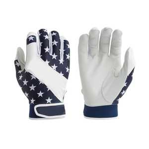 Full Finger Baseball Gloves Pitcher Right-Handed <b>White</b> Navy Stars Digital Print Non-Slip Hook Loop Closure for Adults All - Product Image 1