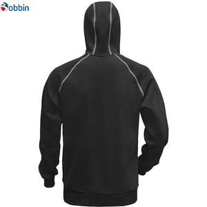 Sudadera con capucha de forro polar con cremallera, ribete naranja, bolsillos, corte holgado informal, para hombre, deportiva, transpirable, ecológica, para invierno - Product Image 1