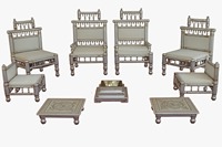 Ensemble de chaises de mandap pour mariage indien Gujarati, modernes, simples, élégantes, détachables, chaises en bois Sankheda royales pour événements aux États-Unis