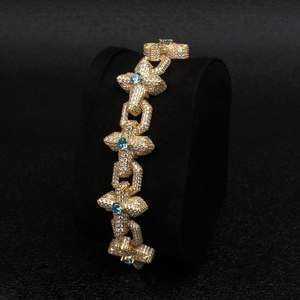 925 Sterling Silver Moissanite Hip Hop <b>Chain</b> Bracelet Gold Plated <b>Iced</b> <b>Out</b> Cross Link Round Brilliant Cut for Gift Party - Product Image 2