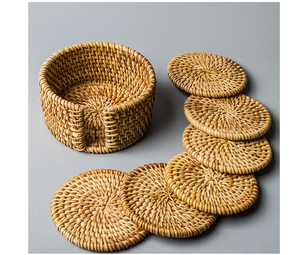 Rattan Coaster <b>Placemat</b> Boho Coasters for Drinks Teacup Coaster for Dishes Rattan Coasters Heat Resistant - Product Image 4