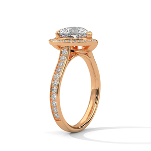 แหวนเพชรทรงหัวใจแบบพิเศษ ดีไซน์จากห้องปฏิบัติการ ฝังในทองคำแท้ 14K โรสโกลด์ ประดับด้วยเพชรแบบเฮโล เหมาะสำหรับเป็นแหวนหมั้นหรือแหวนแต่งงาน หรือแหวนครบรอบ - Product Image 2