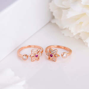 Super Oferta de Septiembre: Anillo de Dedo Ajustable de Plata de Ley 925 Bañado en Oro Rosa con Pétalos Florecientes y Piedra de Circonita, Estilo Bohemio para Boda - Product Image 5