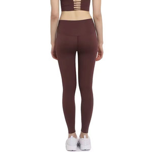 Leggings de Cintura Alta sin Costuras, Color Sólido, Elásticos, Transpirables, de Punto, Spandex, Poliéster, Ecológicos, Básicos para Mujer - Product Image 3