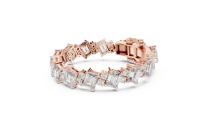 เครื่องประดับอัญมณีชั้นดีสำหรับผู้หญิง สร้อยข้อมือเทนนิสประดับเพชรทรงเหลี่ยมมรกต 27.5 กะรัต เพชรเพาะเลี้ยงในห้องปฏิบัติการ ตัวล็อกแบบโซ่ทองคำแท้ 18K - Product Image 3
