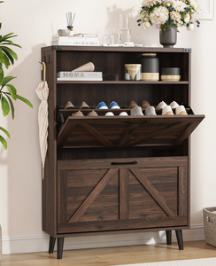 Meuble de salon moderne minimaliste de grande capacité de style européen, armoire à chaussures en bois fermée, murale, personnalisable - Product Image 3