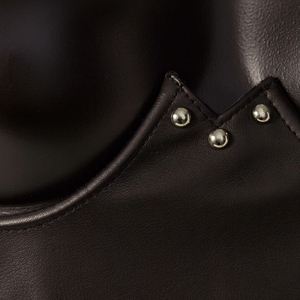 Women's Black PU Leather Bodysuit With Rivets See Through Mesh Sexy Lingerie One Piece - Product Image 5