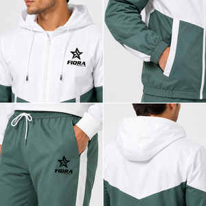 High Quality <b>Hooded</b> Men's Tracksuit 2 Piece Full <b>Zip</b> Gym Sports Jogging 100% Cotton Quick Dry Lightweight Wholesale OEM Custom - Product Image 4