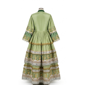 Robe Anarkali traditionnelle pour femmes, longue, en soie, verte, brodée, coupe ample, tenue de mariage, robe afghane Kuchi - Product Image 6