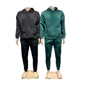 Ropa Deportiva de Invierno para Hombre, 100% Algodón, Felpa, a Cuadros, Talla Grande, Sudadera con Capucha para Gimnasio, Entrenamiento, Ropa Deportiva Activa, Sudadera con Capucha y Pantalones Deportivos - Product Image 3